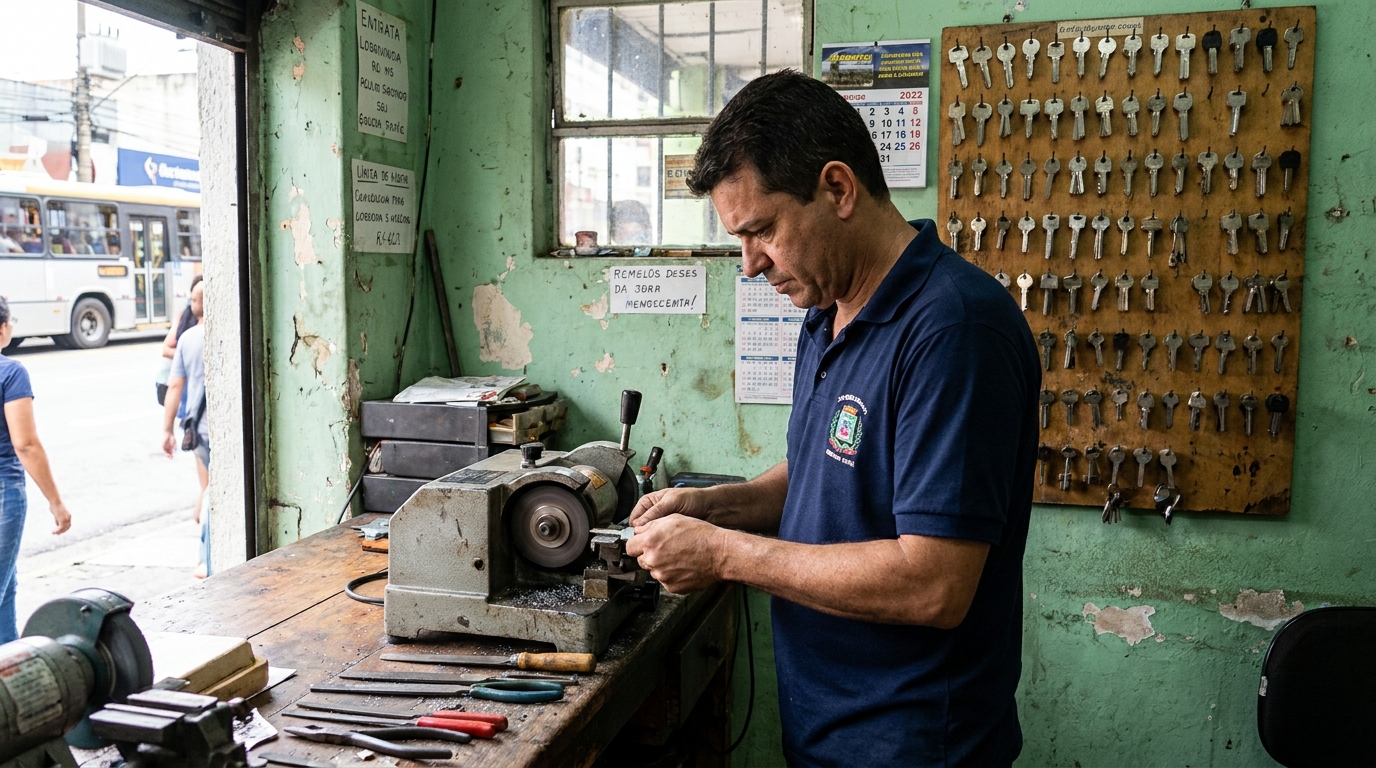 Cópia de chave residencial sendo feita na União, Belo Horizonte‑MG